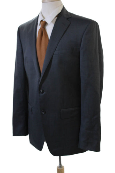 Calvin Klein Mens 2 Piece Dark Gray Wool Suit Jacket Button Solid Size 40