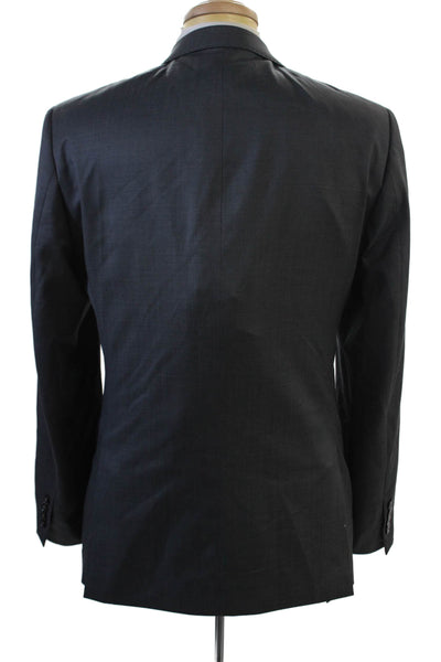 Calvin Klein Mens 2 Piece Dark Gray Wool Suit Jacket Button Solid Size 40