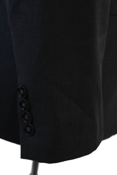 Calvin Klein Mens 2 Piece Dark Gray Wool Suit Jacket Button Solid Size 40