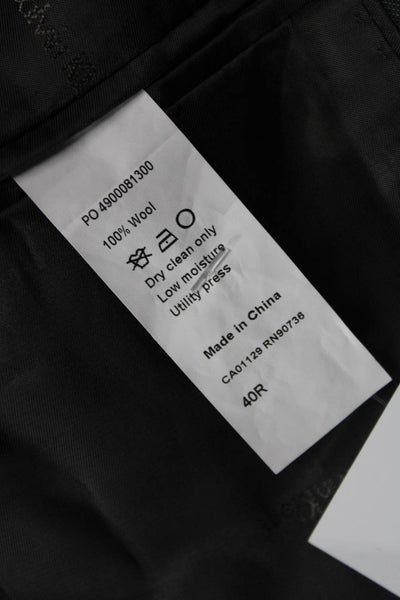 Calvin Klein Mens 2 Piece Dark Gray Wool Suit Jacket Button Solid Size 40