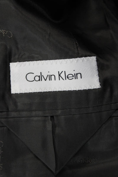 Calvin Klein Mens 2 Piece Dark Gray Wool Suit Jacket Button Solid Size 40