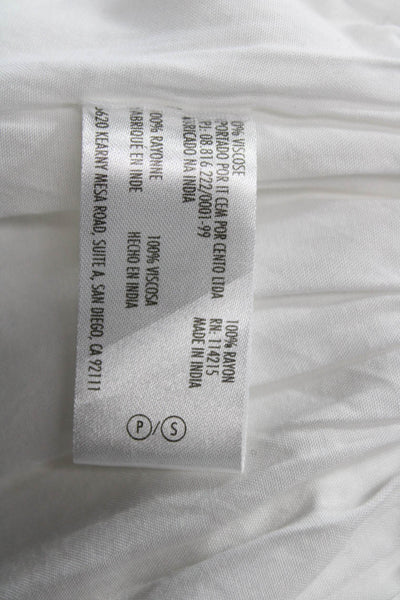 Vix Paula Hermanny Women Kimono Tunic V Neck White Viscose Short Sleeve Size M