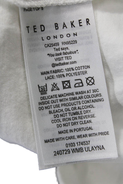 Ted Baker London Women Sleeveless Crew Neck T-Shirt White Size 2