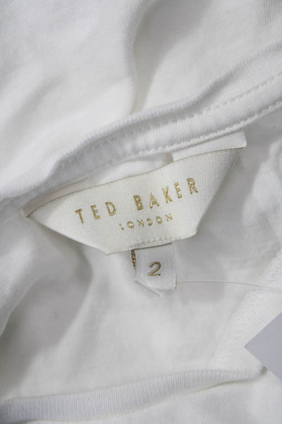 Ted Baker London Women Sleeveless Crew Neck T-Shirt White Size 2