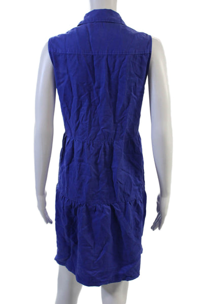 Velvet Heart Womens Shirt Dress Blue Sleeveless Collared Button Tencel Size M