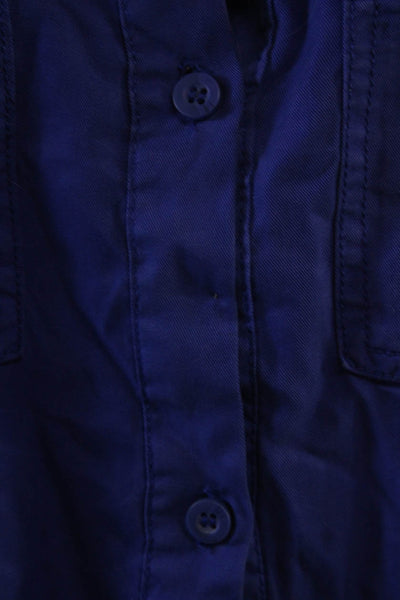 Velvet Heart Womens Shirt Dress Blue Sleeveless Collared Button Tencel Size M