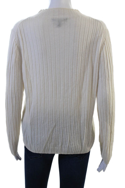 Banana Republic Unisex Pullover Beige Striped Mock Neck Merino Wool Size L