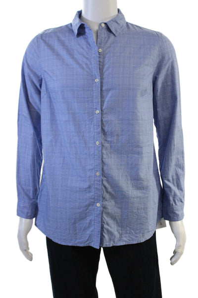 J. Mclaughlin Mens Plaid Button Down Shirt Blue Cotton Size Large