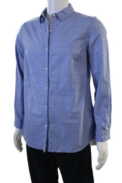 J. Mclaughlin Mens Plaid Button Down Shirt Blue Cotton Size Large