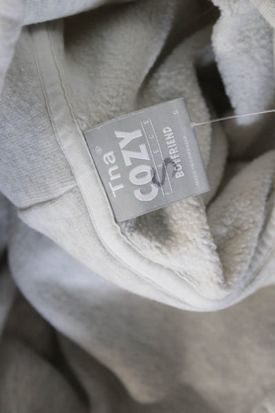 TNA Women Pullover Hoodie Gray Drawstring Long Sleeve Cotton Blend Size S