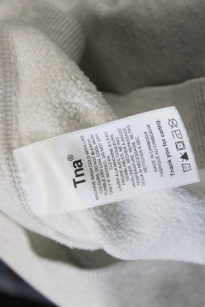 TNA Women Pullover Hoodie Gray Drawstring Long Sleeve Cotton Blend Size S