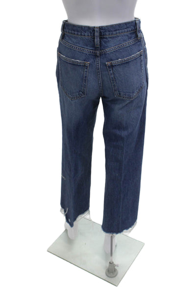 Frame Women Cropped Straight Jeans Dark Blue 90s Cotton Size 24