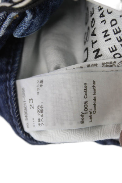 Moussy Womens Straight Jeans Dark Blue High Rise Button 28 Inseam Size 23