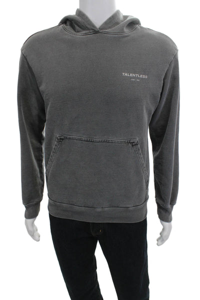 Talentless Mens Pullover Hoodie Dark Gray Graphic Cotton Blend 90s Size XS