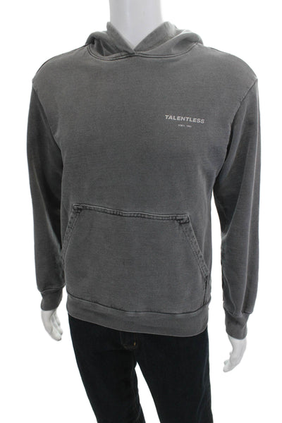 Talentless Mens Pullover Hoodie Dark Gray Graphic Cotton Blend 90s Size XS