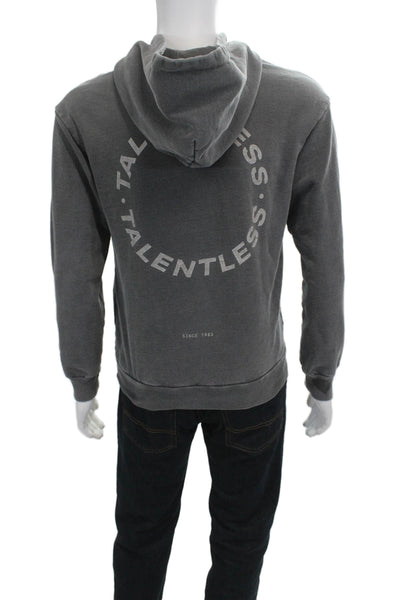Talentless Mens Pullover Hoodie Dark Gray Graphic Cotton Blend 90s Size XS