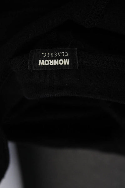 Monrow Women Basic Black Cotton Short Sleeve T-Shirt Round Neck Size S