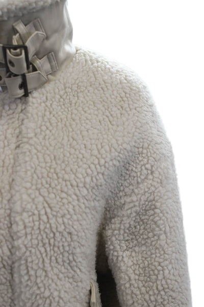 Moussy Womens Beige High Neck Buckle Long Sleeve Polyester Jacket Size 1