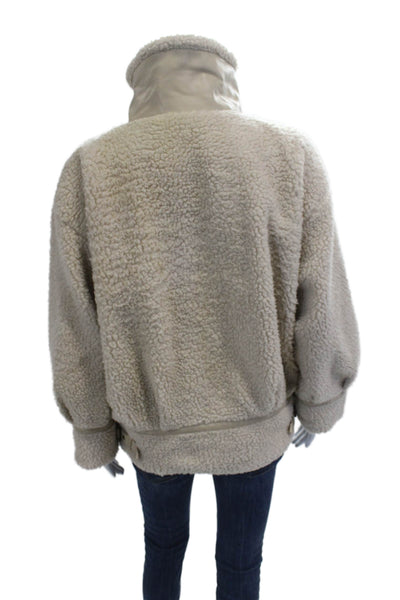 Moussy Womens Beige High Neck Buckle Long Sleeve Polyester Jacket Size 1