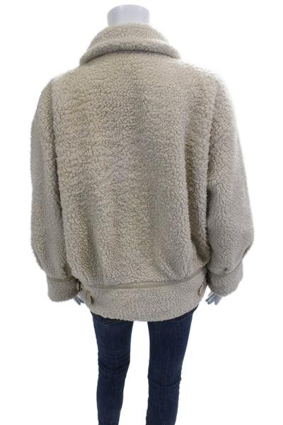 Moussy Womens Beige High Neck Buckle Long Sleeve Polyester Jacket Size 1