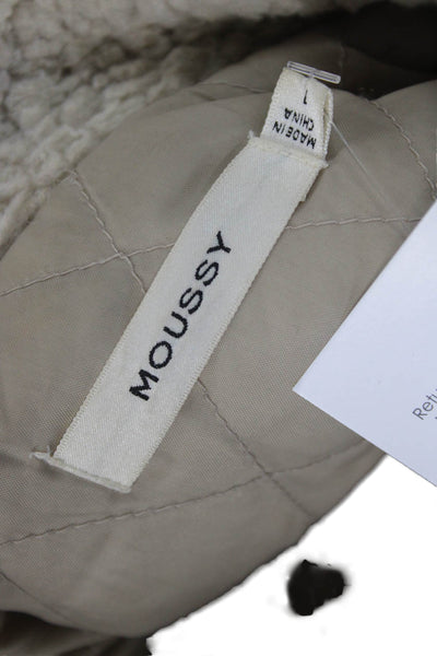 Moussy Womens Beige High Neck Buckle Long Sleeve Polyester Jacket Size 1