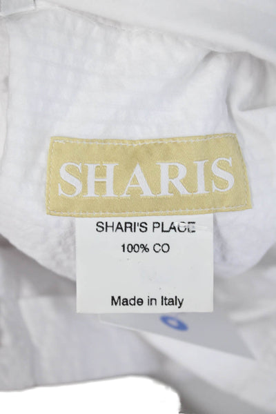 Sharis Place Women Basic Collared Button-Up White 3/4 Sleeve Cotton Size 40