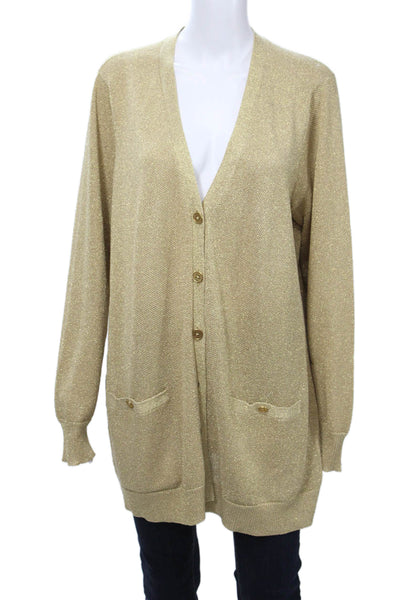 Lauren by Ralph Lauren Unisex Cardigan Beige V-Neck Button Polyester Size M