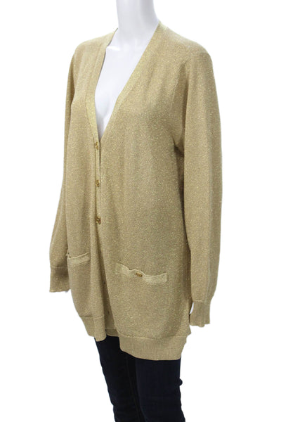 Lauren by Ralph Lauren Unisex Cardigan Beige V-Neck Button Polyester Size M