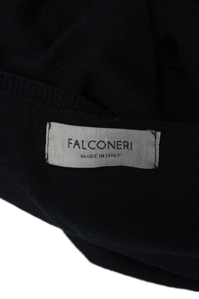 Falconeri Women Black Silk Cotton Short Sleeve Round Neck Basic T-Shirt Size S