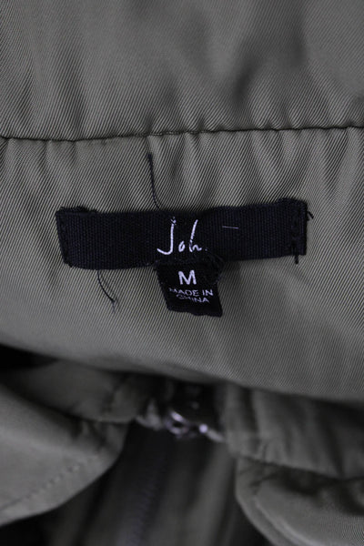 JOH Womens Bomber Jacket Green Army Collared Tie Closure Size M