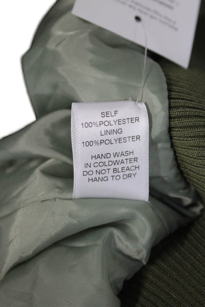 JOH Womens Bomber Jacket Green Army Collared Tie Closure Size M