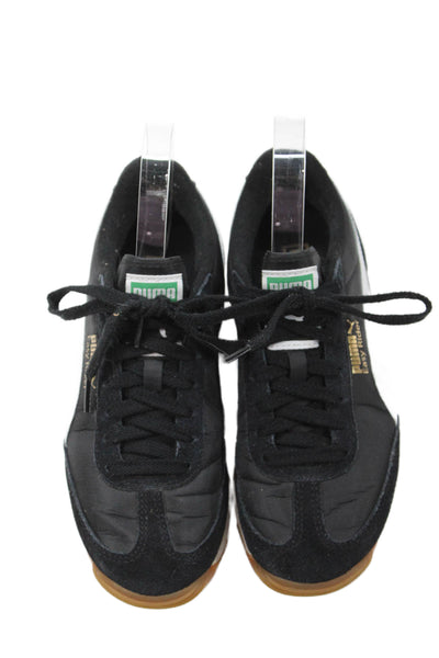 Puma Womens Suede Easy Rider Lace Up Sneakers Black White Size 4