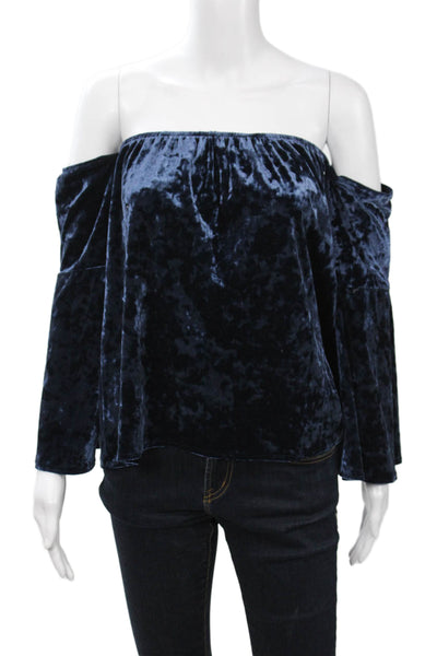 Aum-Couture Women Bohemian Dark Blue Long Sleeve Blouse 100% Poly Size XS