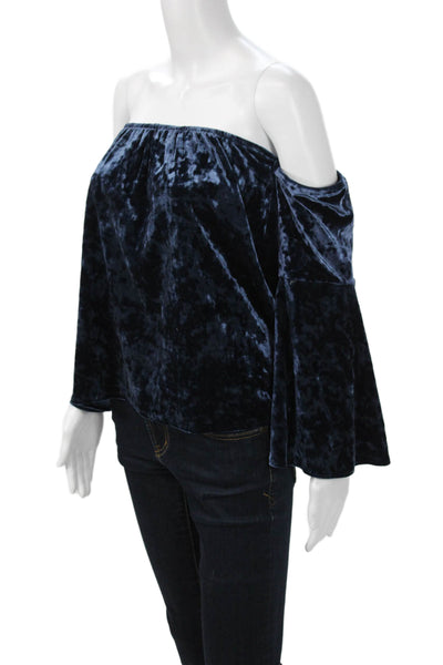 Aum-Couture Women Bohemian Dark Blue Long Sleeve Blouse 100% Poly Size XS