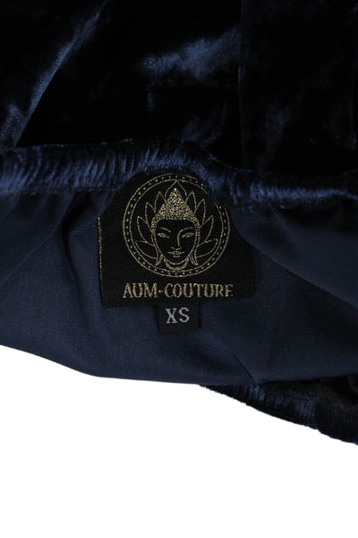Aum-Couture Women Bohemian Dark Blue Long Sleeve Blouse 100% Poly Size XS