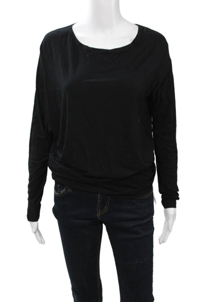Vince Women Basic Black Long Sleeve T-Shirt Round Neck Size S