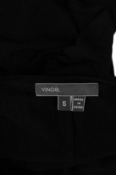 Vince Women Basic Black Long Sleeve T-Shirt Round Neck Size S