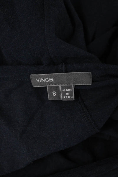 Vince Womens Long Sleeves Tee Shirt Navy Blue Cotton Size Small