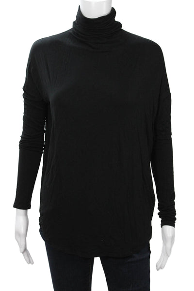 Vince Women Black Turtleneck Long Sleeve Micro Modal Top Size XS