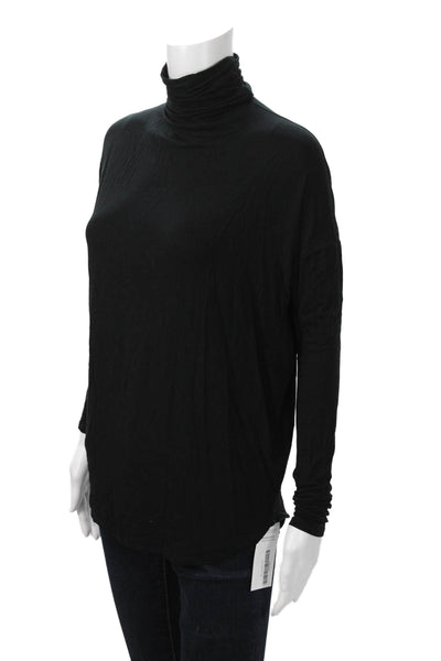 Vince Women Black Turtleneck Long Sleeve Micro Modal Top Size XS