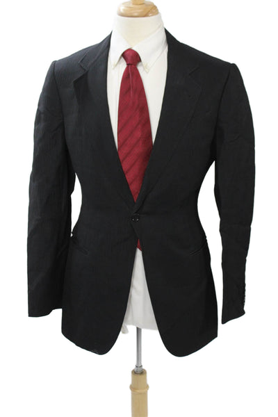 Armani Collezioni Men Suit Jacket Black Striped Designer Size 40