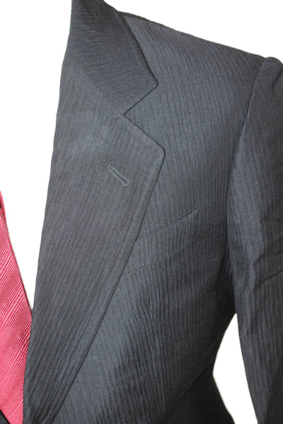 Armani Collezioni Men Suit Jacket Black Striped Designer Size 40