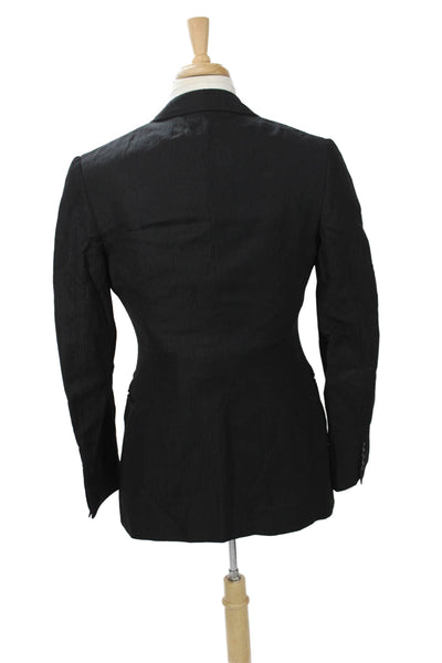 Armani Collezioni Men Suit Jacket Black Striped Designer Size 40