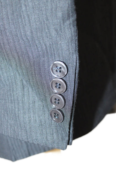 Armani Collezioni Men Suit Jacket Black Striped Designer Size 40