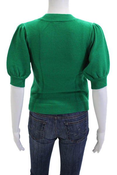 Moth Unisex Pullover Sweater Green Crew Neck Short Sleeve Size XS
