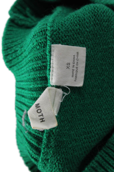Moth Unisex Pullover Sweater Green Crew Neck Short Sleeve Size XS