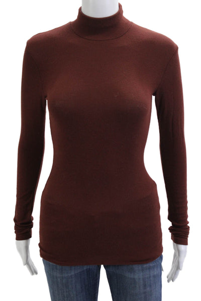 Wilfred Women Basic Mock Neck Brown Sweater Size XS