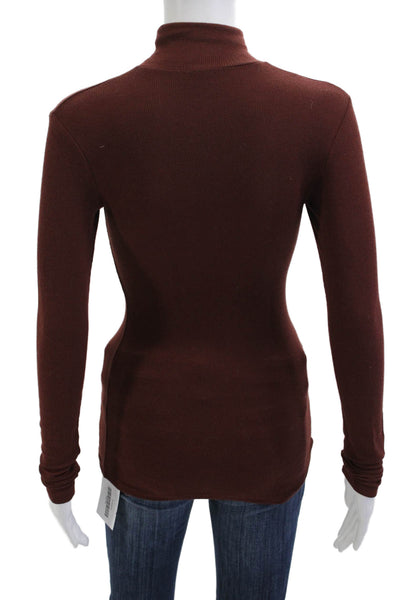 Wilfred Women Basic Mock Neck Brown Sweater Size XS