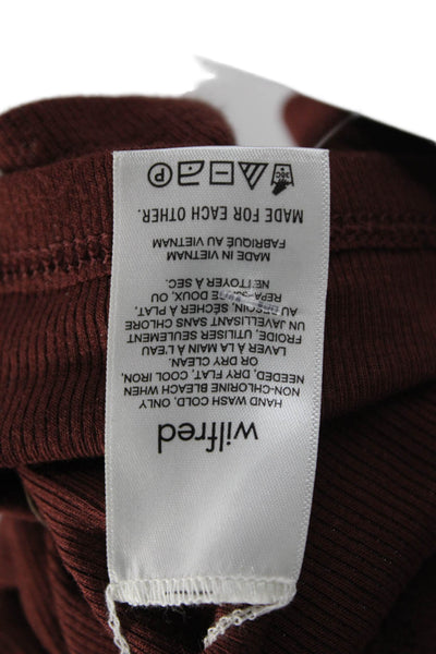 Wilfred Women Basic Mock Neck Brown Sweater Size XS