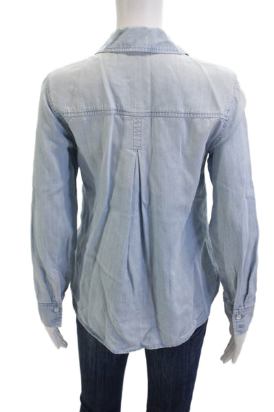 Cloth & Stone Women Collared Button-Up Tencel Blouse Light Blue Size XS